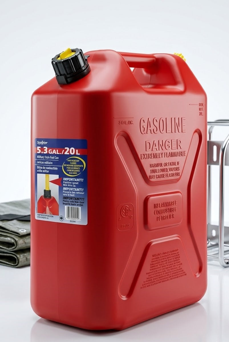 SCEPTER 20L Red Fuel Jerry Can and Pourer - Parts bitz