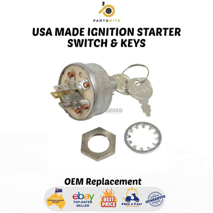USA Made Ignition Starter Switch & Keys Suits Mtd Rover Murray John Deere Toro - Parts bitz