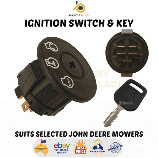 USA Made Ignition Switch & Key Suits John Deere Mowers GY00191 , AM133596 - Parts bitz