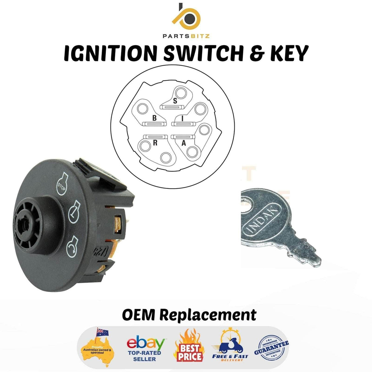 USA Made Ignition Switch & Key Suits Selected Toro Exmark Mowers 117-2221 - Parts bitz